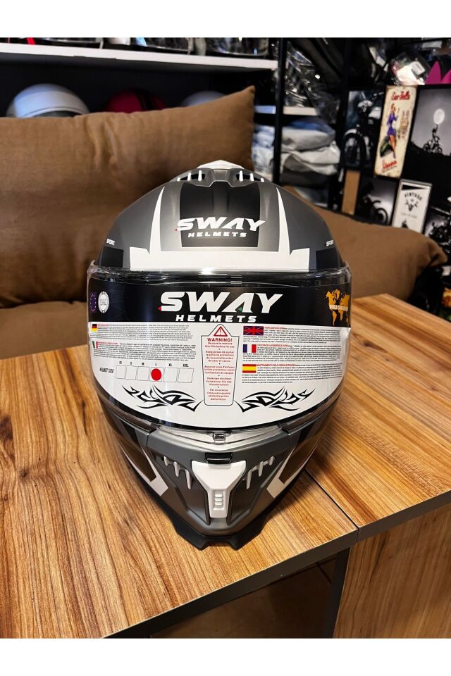 Sw 865 atos grey black white kask güneş gözlüklü