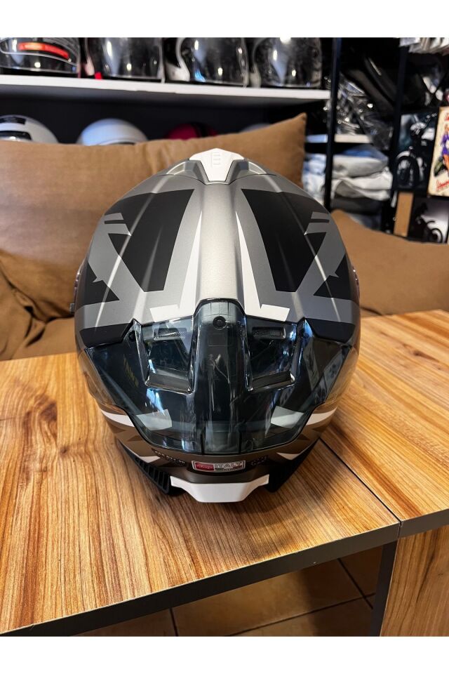 Sw 865 atos grey black white kask güneş gözlüklü