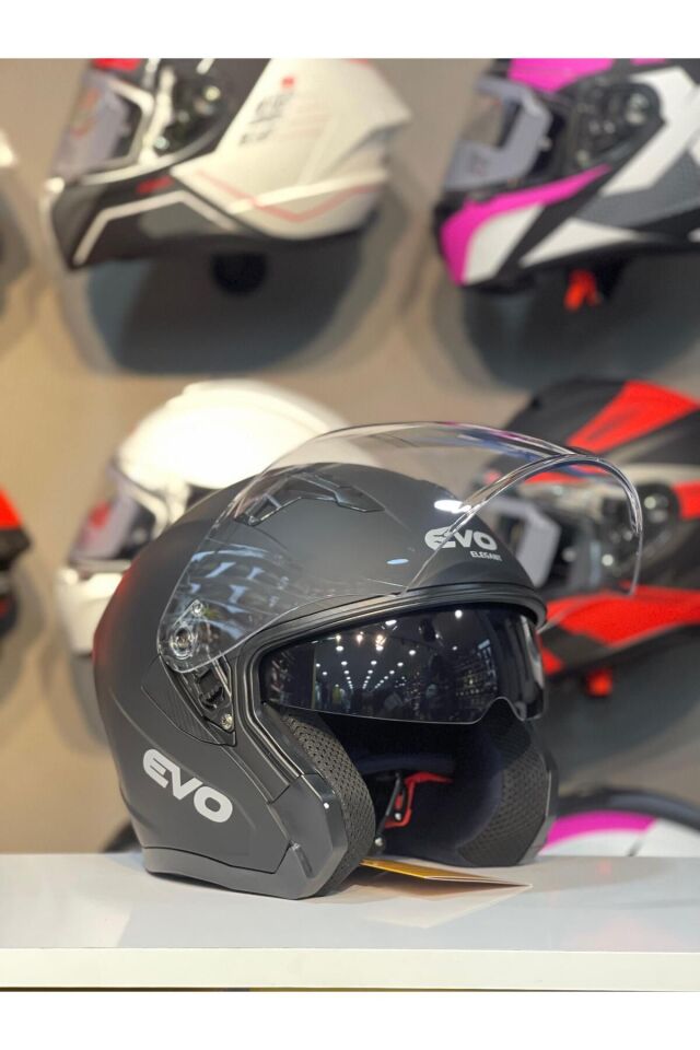 Yarım Kask Açık Kask Motosiklet Kaskı A-Kalite Kask Mat Siyah - XL