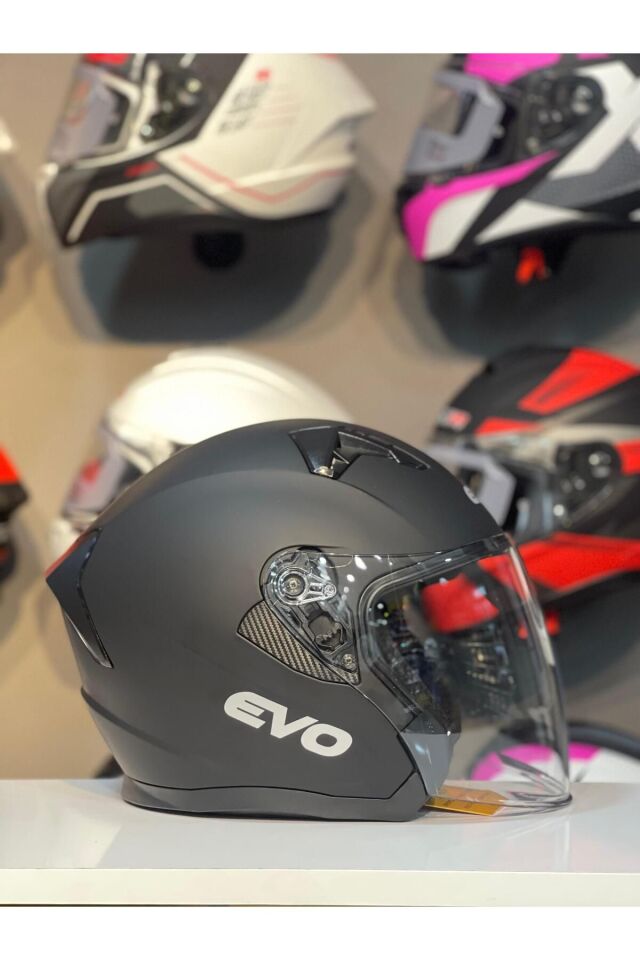 Yarım Kask Açık Kask Motosiklet Kaskı A-Kalite Kask Mat Siyah - XL