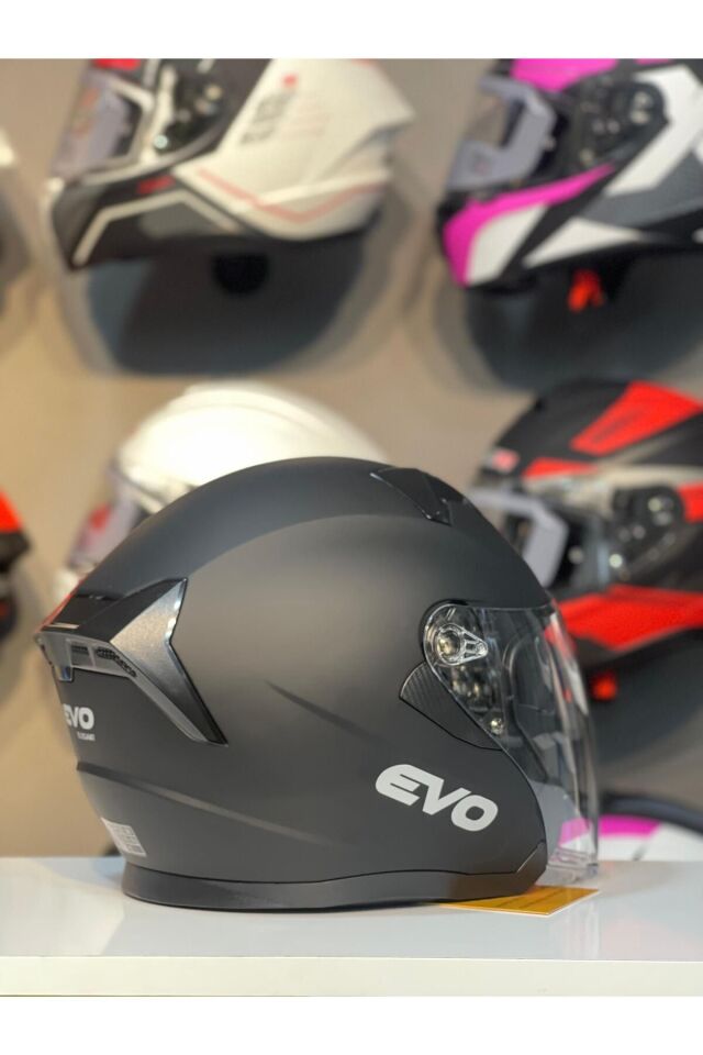 Yarım Kask Açık Kask Motosiklet Kaskı A-Kalite Kask Mat Siyah - XL