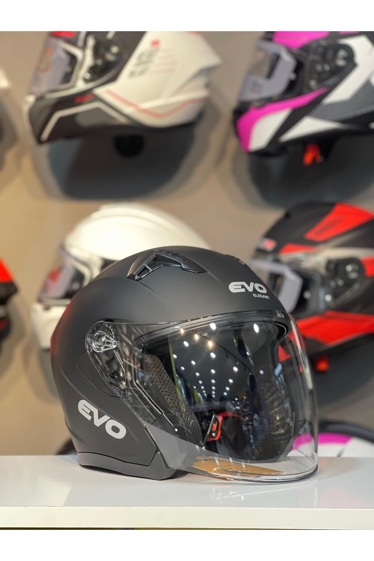 Yarım Kask Açık Kask Motosiklet Kaskı A-Kalite Kask Mat Siyah - XL
