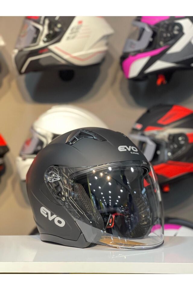 Yarım Kask Açık Kask Motosiklet Kaskı A-Kalite Kask Mat Siyah - XL