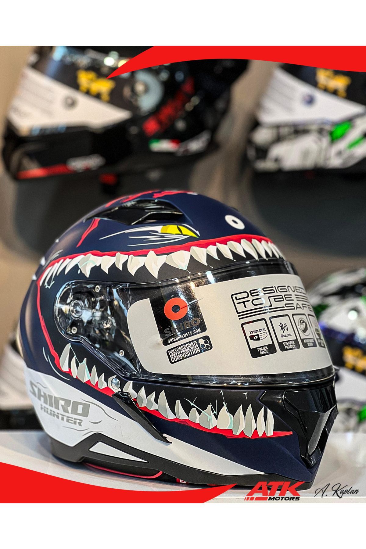 Hunter Shark Full Face Kask Tam Kask Vizör Kilitli Tasarım Kaplama DOT Sertifikalı Kask