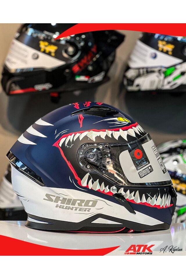 Hunter Shark Full Face Kask Tam Kask Vizör Kilitli Tasarım Kaplama DOT Sertifikalı Kask