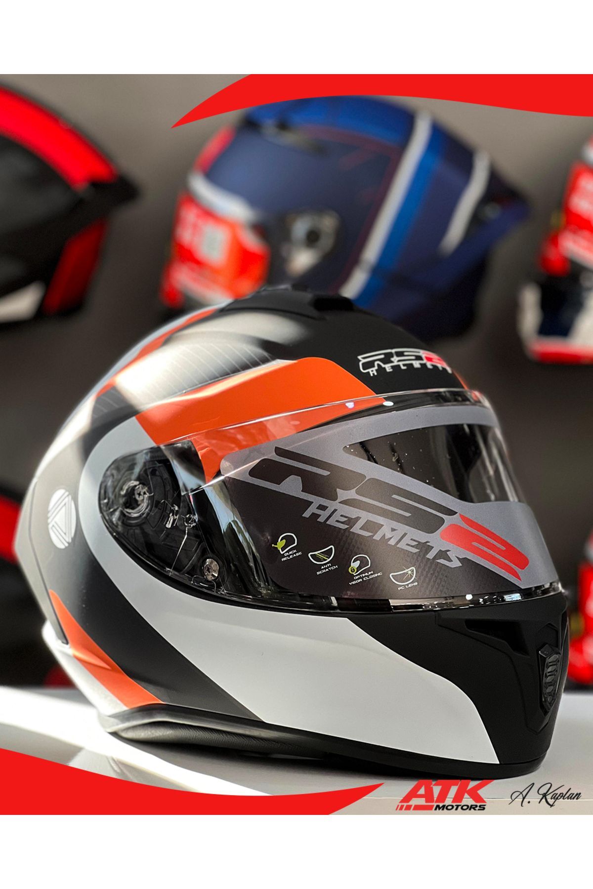RS2 Kask Kapalı Kasklar Full Face Kasklar Tasarımlı Tam Kask
