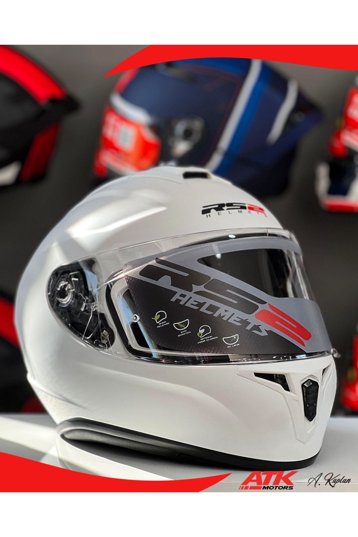 RS2 Kask Kapalı Kasklar Full Face Kasklar Mat Beyaz Tam Kask