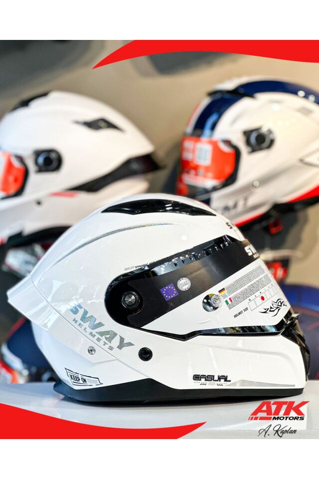 850 Beyaz Fullface Kask Motosiklet Kaskları Kapalı Kasklar Gümüş Aynalı Vizör