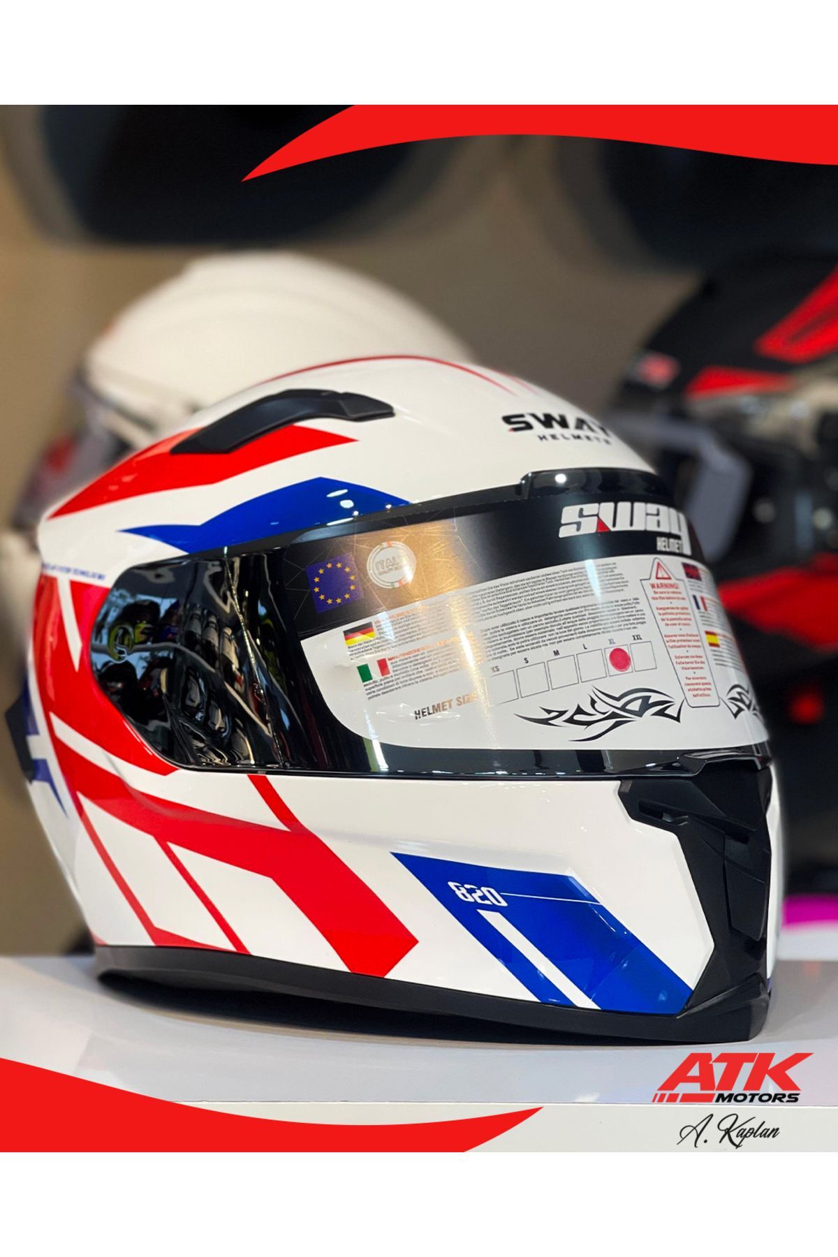 820 Dakar 2 Fullface Kask Motosiklet Kaskı Tam Kask Gümüş Vizörlü Kasklar