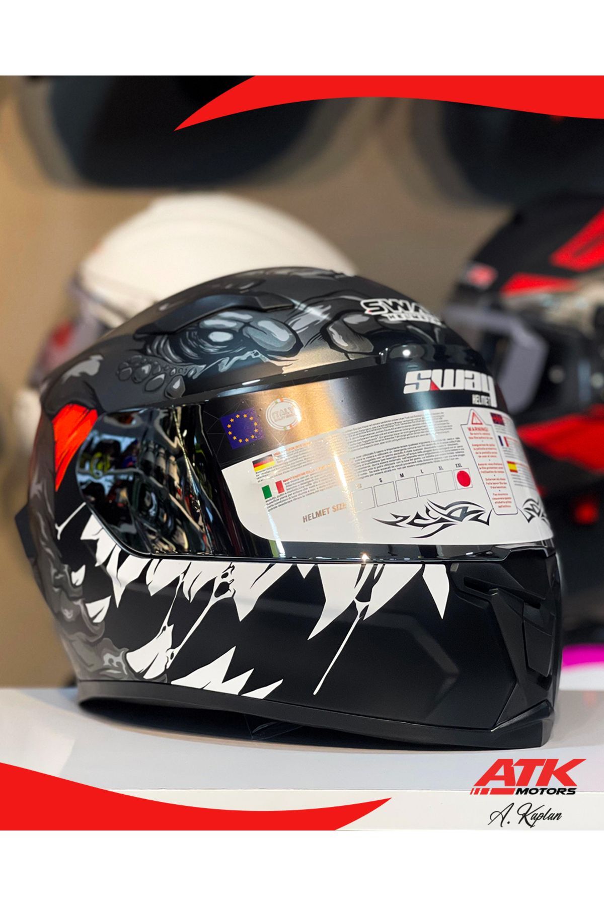 820 Monster Fullface Kask Motosiklet Kaskı Tam Kask Gümüş Vizörlü Kasklar