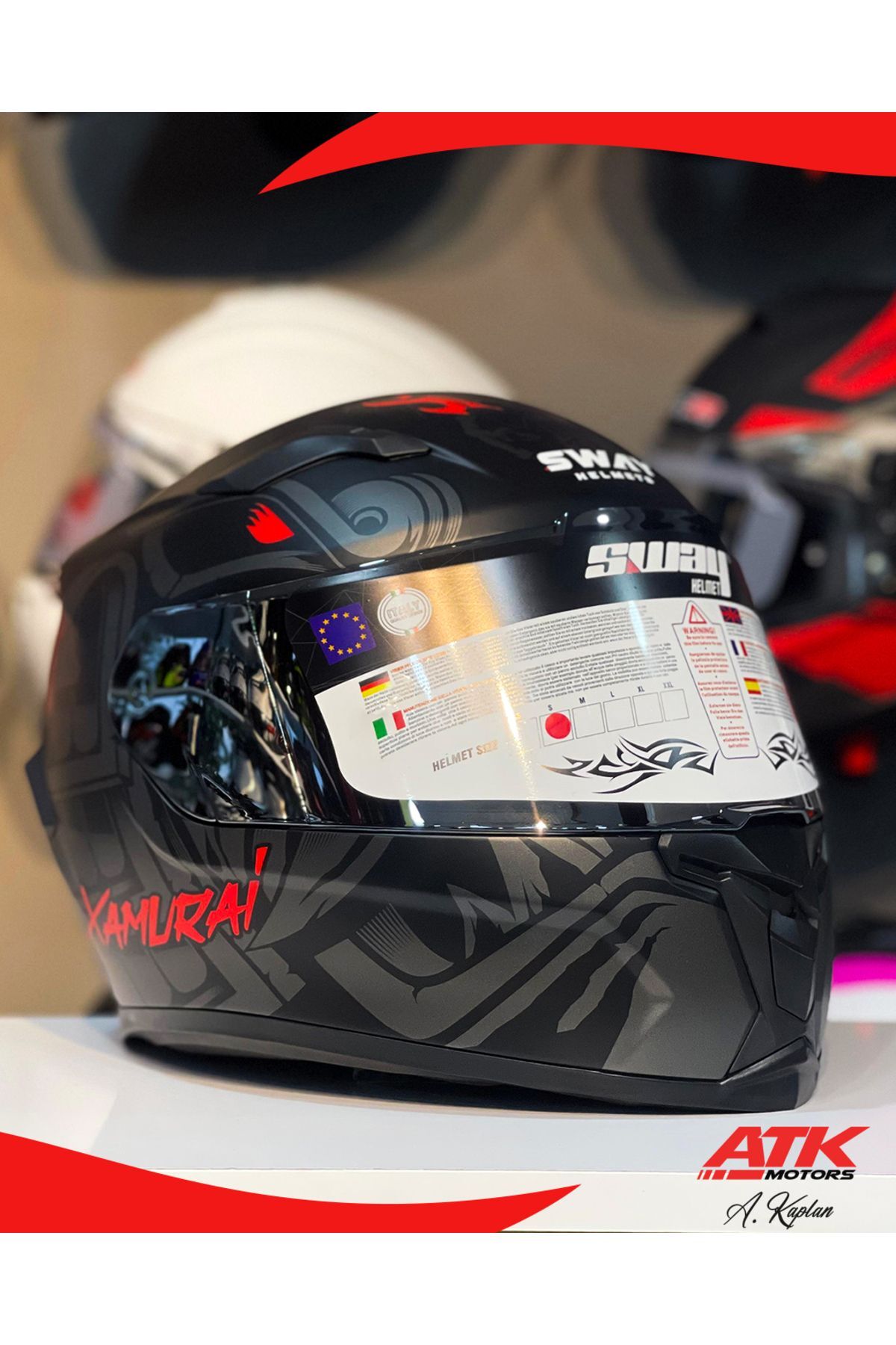 820 Xamurai Fullface Kask Motosiklet Kaskı Tam Kask Gümüş Vizörlü Kasklar