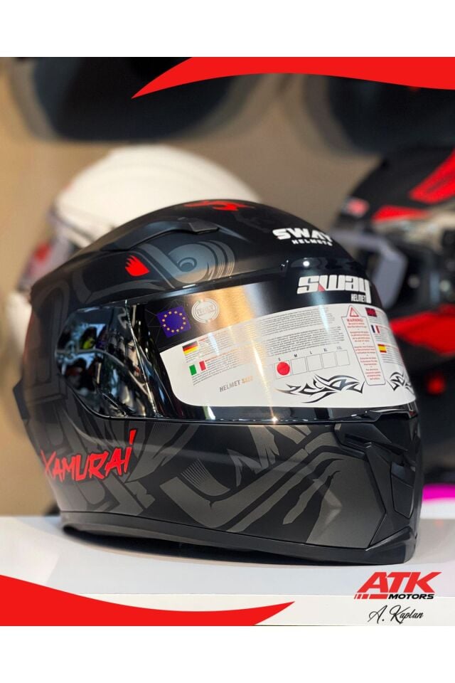 820 Xamurai Fullface Kask Motosiklet Kaskı Tam Kask Gümüş Vizörlü Kasklar