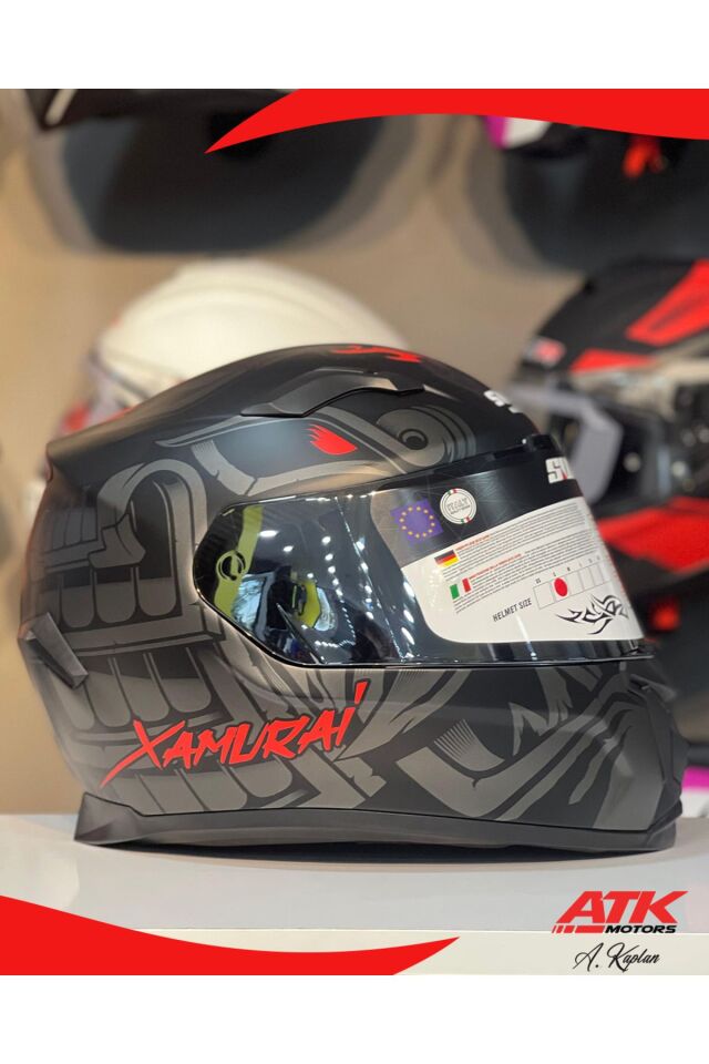 820 Xamurai Fullface Kask Motosiklet Kaskı Tam Kask Gümüş Vizörlü Kasklar