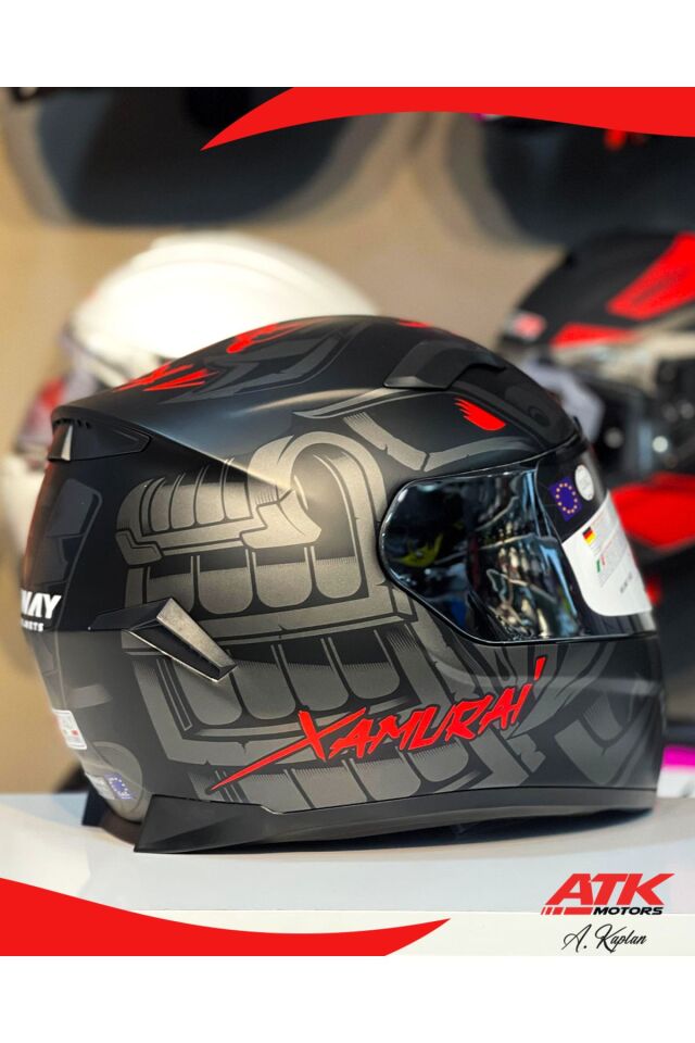 820 Xamurai Fullface Kask Motosiklet Kaskı Tam Kask Gümüş Vizörlü Kasklar