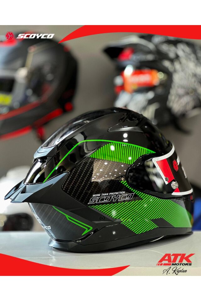 871 Ghost Fullface Kask Motosiklet Kaskı Karbon Desenli Kask Tam Kask