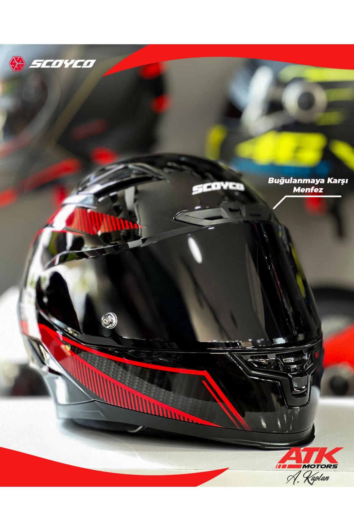 871 Fire Fullface Kask Motosiklet Kaskı Karbon Desenli Kask Tam Kask