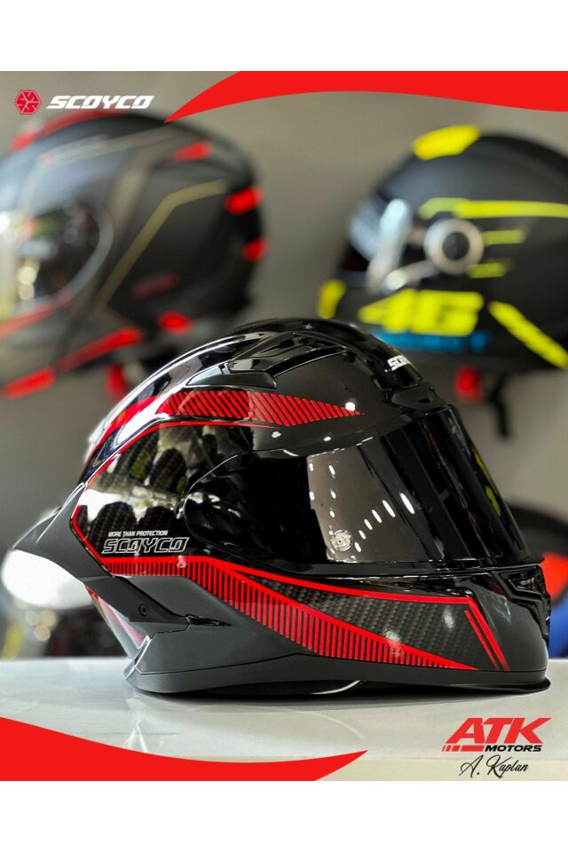871 Fire Fullface Kask Motosiklet Kaskı Karbon Desenli Kask Tam Kask