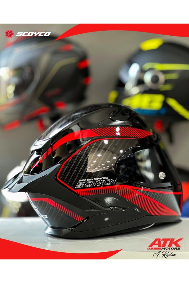 871 Fire Fullface Kask Motosiklet Kaskı Karbon Desenli Kask Tam Kask