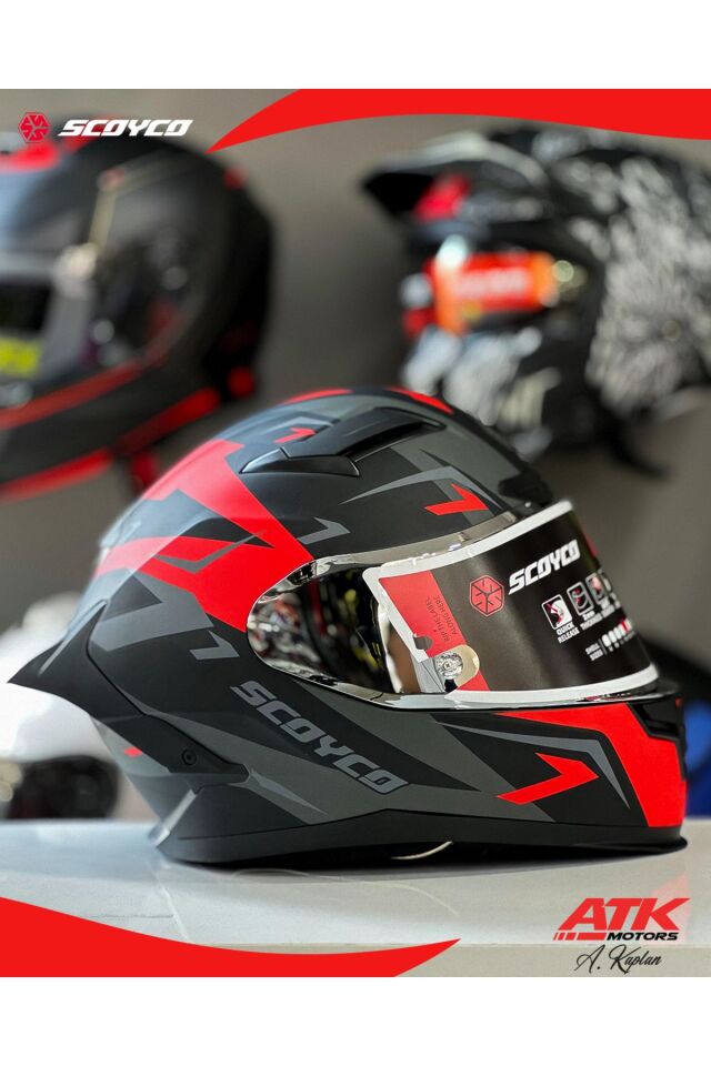 871 Debris Fullface Kask Motosiklet Kaskı Tam Kask Gümüş Vizörlü
