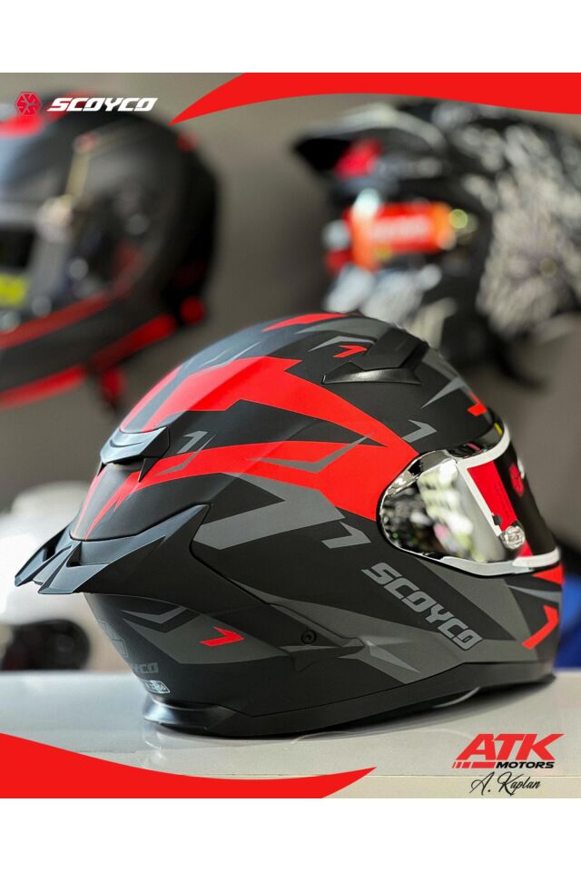 871 Debris Fullface Kask Motosiklet Kaskı Tam Kask Gümüş Vizörlü