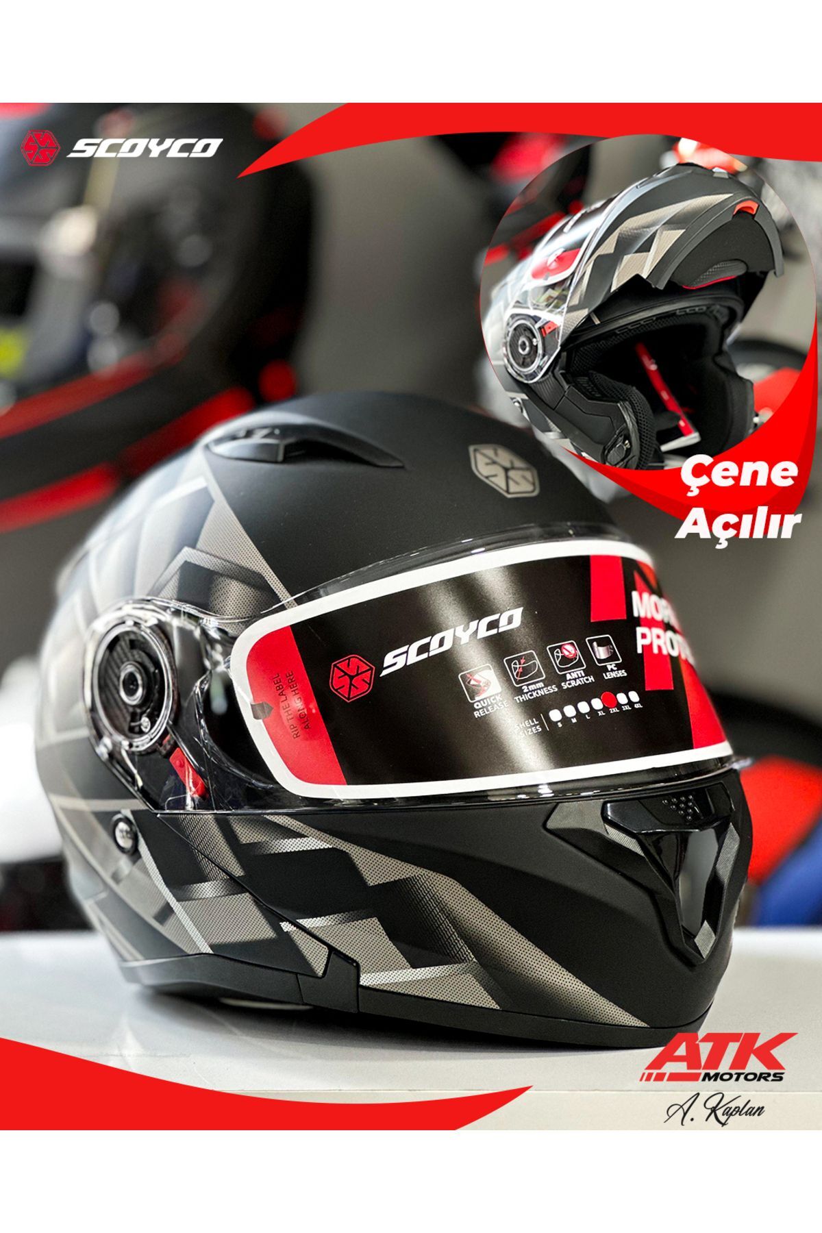 868 Night Çene Açılır Kask Motosiklet Kaskı Açılır Kask Mat Siyah Kask