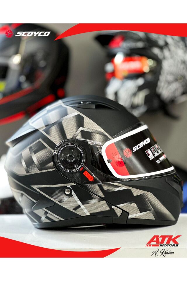 868 Night Çene Açılır Kask Motosiklet Kaskı Açılır Kask Mat Siyah Kask