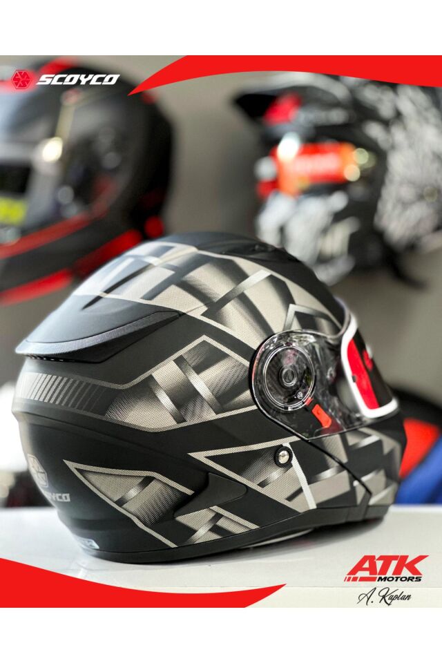 868 Night Çene Açılır Kask Motosiklet Kaskı Açılır Kask Mat Siyah Kask