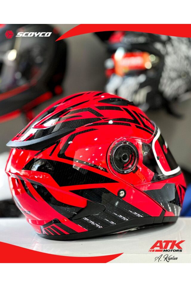 868 Azrael Çene Açılır Kask Motosiklet Kaskı Açılır Kask Kırmızı Kasklar