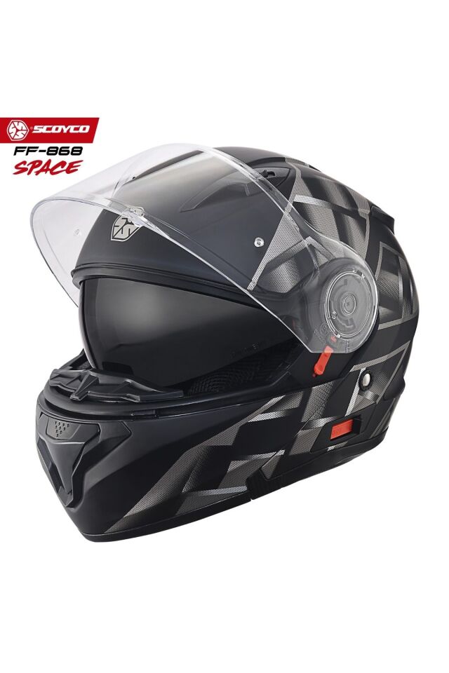 FF-868 Çene Açılır - Güneş Vizörlü ( Gözlüklü ) Motorsiklet Kaskı ( DOT-CE ) SPACE