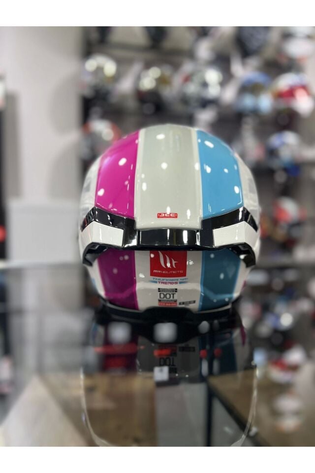 Helmets Thunder 4 sv Pembe Mavi Şeffaf Vizörlü