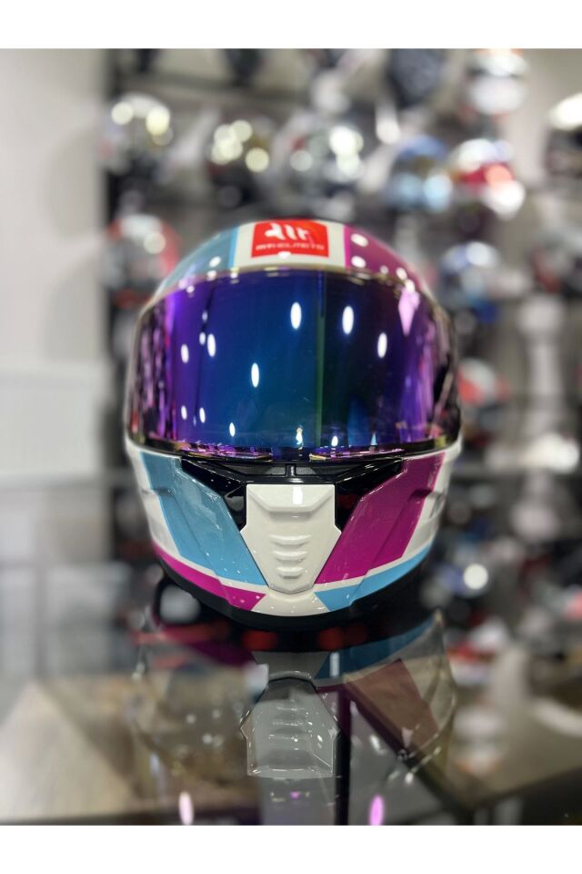 Helmets Thunder 4 sv Pembe Mavi Şeffaf Vizörlü