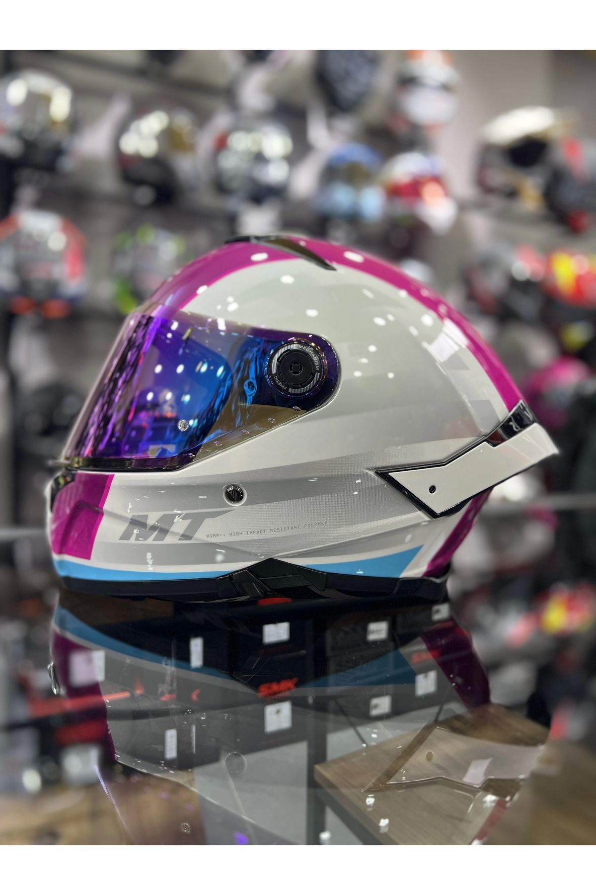 Helmets Thunder 4 sv Pembe Mavi Şeffaf Vizörlü