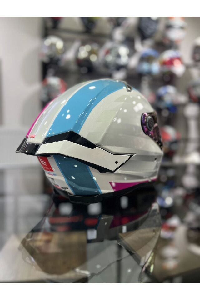 Helmets Thunder 4 sv Pembe Mavi Şeffaf Vizörlü