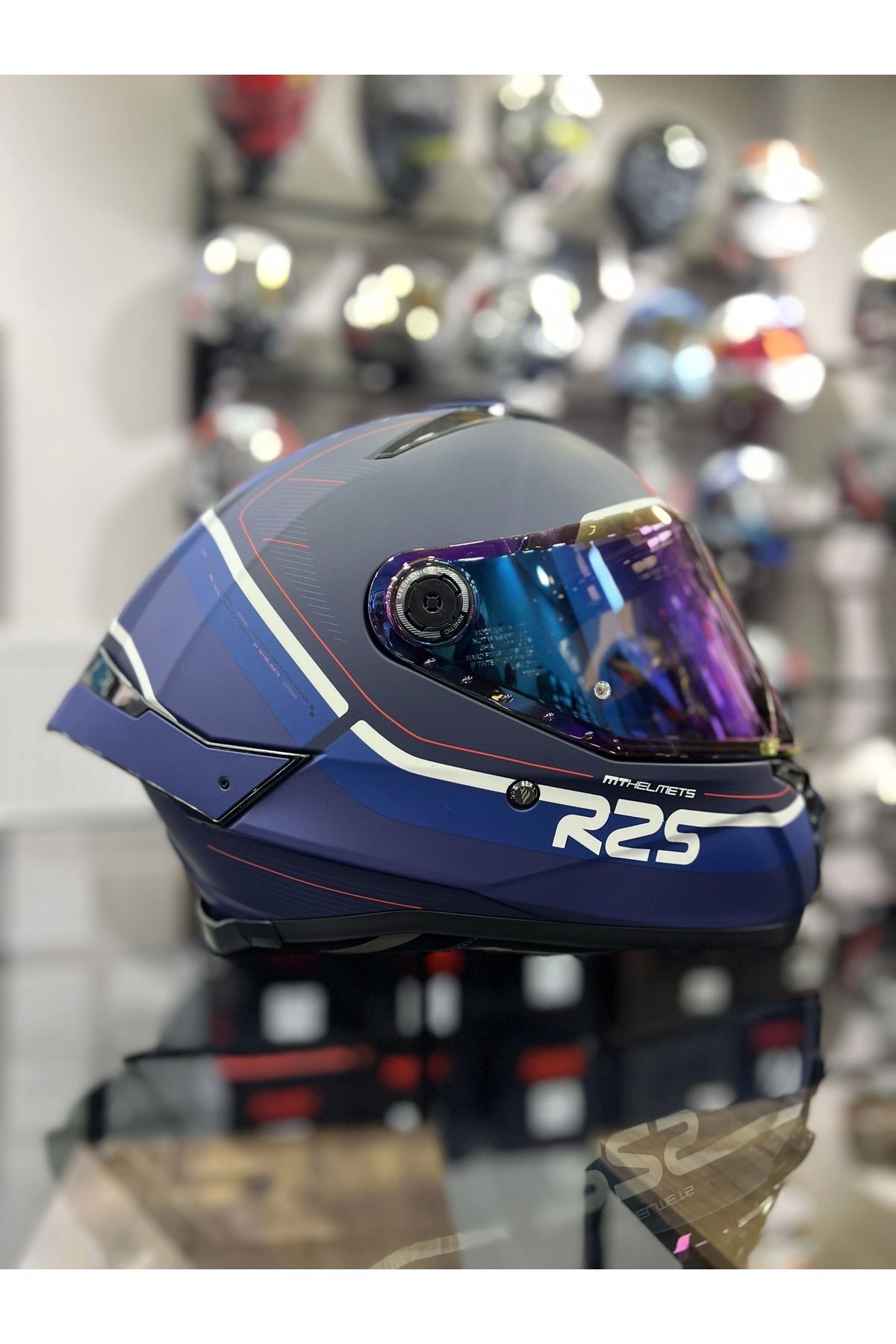 Helmets Thunder 4 R25 Mavi Şeffaf Vİzörlü
