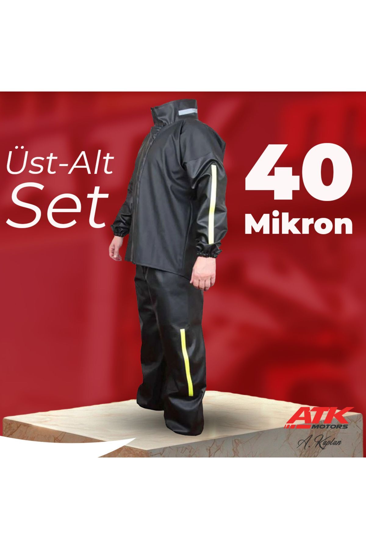 Yağmurluk Motosiklet Kurye Yağmurlu 40 Mikron Motorcu Yağmurluğu Su Geçirmez Kıyafet