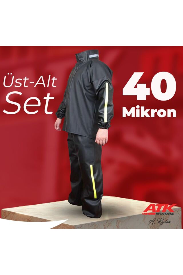 Yağmurluk Motosiklet Kurye Yağmurlu 40 Mikron Motorcu Yağmurluğu Su Geçirmez Kıyafet