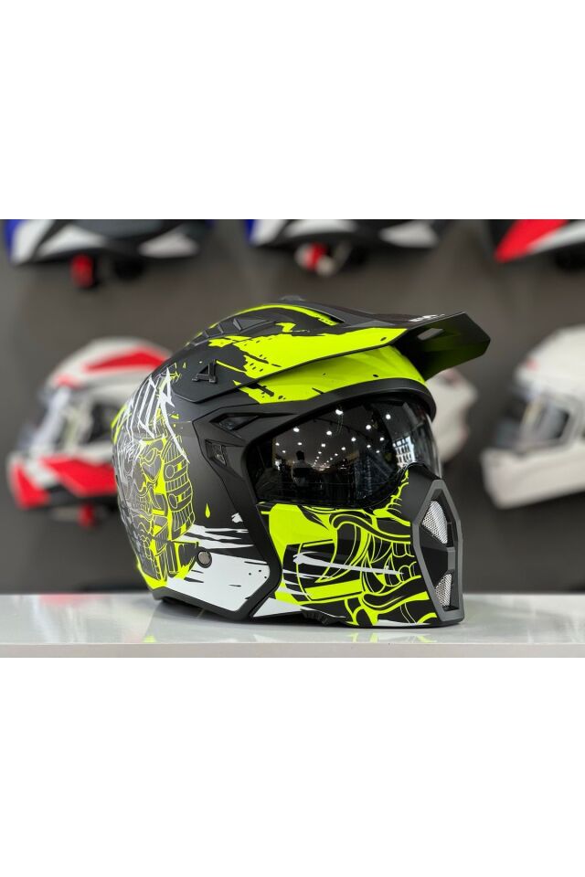 X1-X SEUL WARRIOR BLACK YELLOW ÇENE AÇILIR GÜNEŞ VİZÖRLÜ KASK