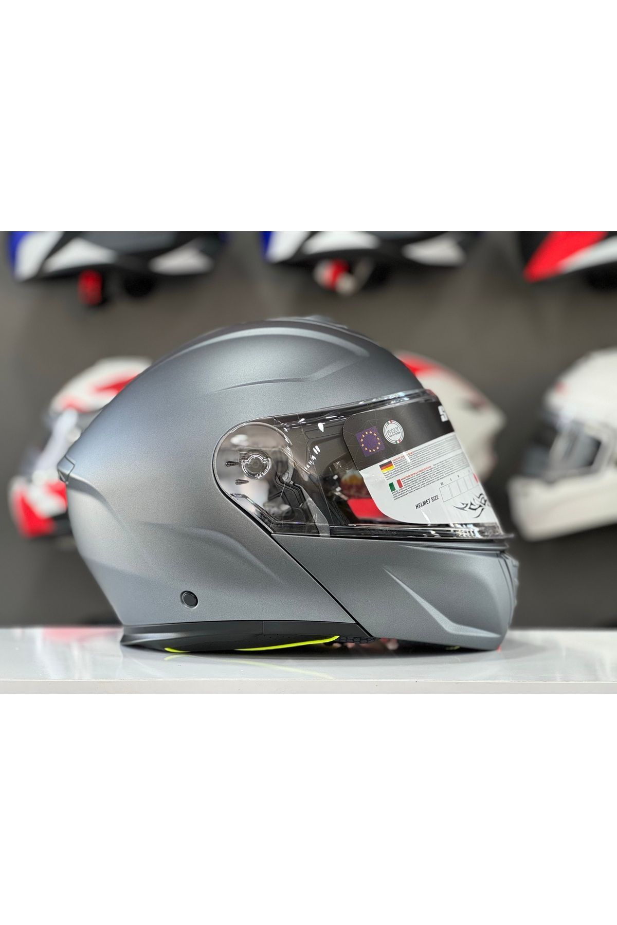 917 MAT GREY GÜNEŞ VİZÖRLÜ ÇENE AÇILIR KASK