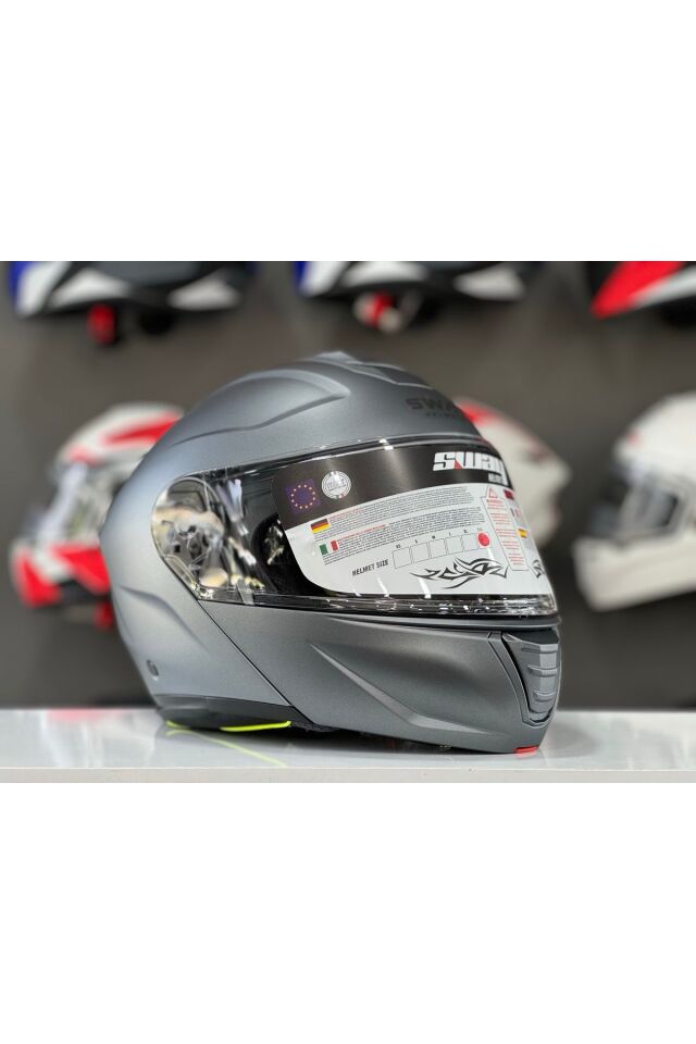 917 MAT GREY GÜNEŞ VİZÖRLÜ ÇENE AÇILIR KASK