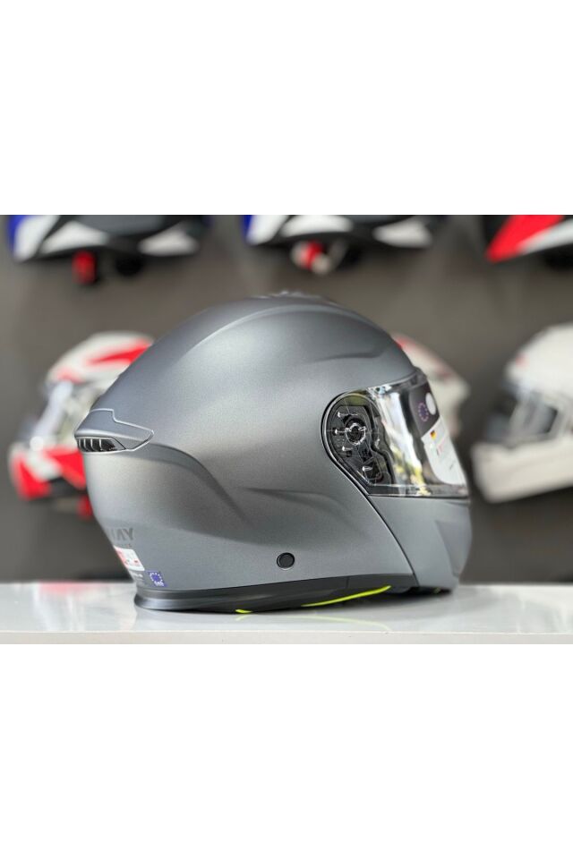 917 MAT GREY GÜNEŞ VİZÖRLÜ ÇENE AÇILIR KASK