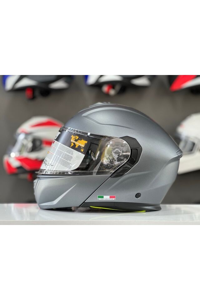 917 MAT GREY GÜNEŞ VİZÖRLÜ ÇENE AÇILIR KASK