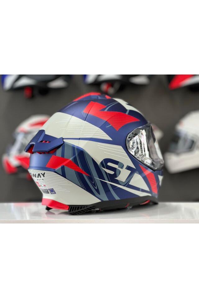 865 ST BLUE RED FULL FACE GÜNEŞ VİZÖRLÜ KASK
