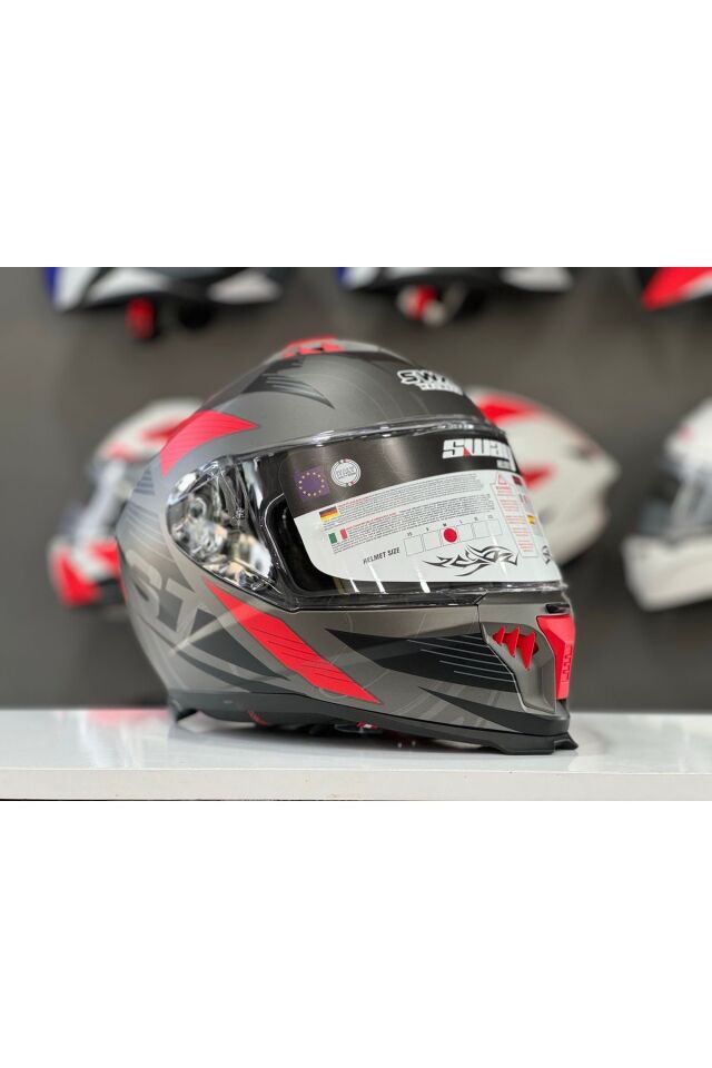 865 ST GREY RED FULL FACE GÜNEŞ VİZÖRLÜ KASK