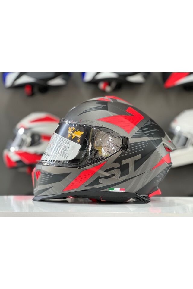 865 ST GREY RED FULL FACE GÜNEŞ VİZÖRLÜ KASK