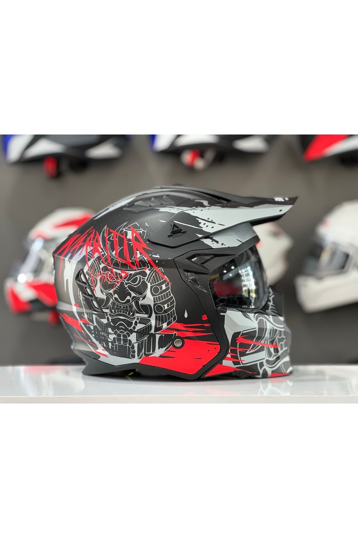 X1-X SEUL  WARRIOR RED ÇENE AÇILIR GÜNEŞ VİZÖRLÜ KASK