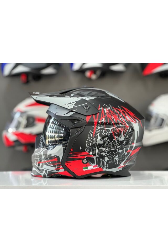 X1-X SEUL  WARRIOR RED ÇENE AÇILIR GÜNEŞ VİZÖRLÜ KASK