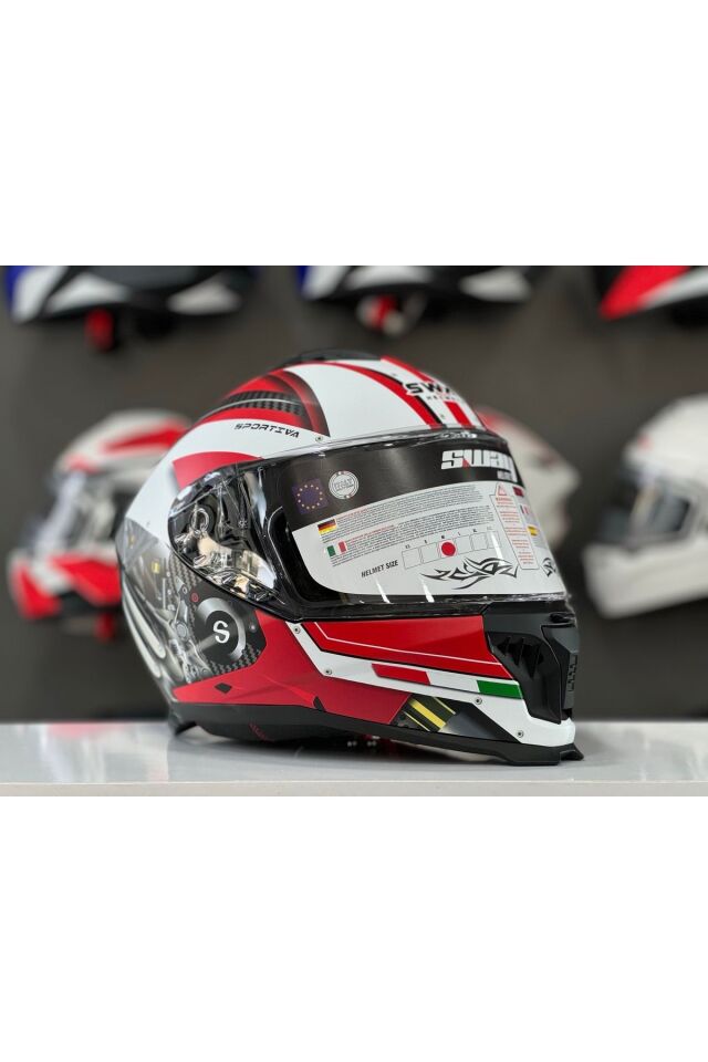 865 ENGINE WHITE RED FULL FACE GÜNEŞ VİZÖRLÜ KASK