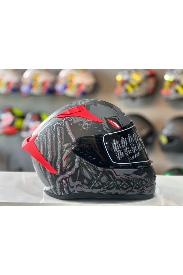 MTS PROHELMETS M-801 SNAKE DREKA FULL FACE GÜNEŞ VİZÖRLÜ KASK RENKLİ CAM