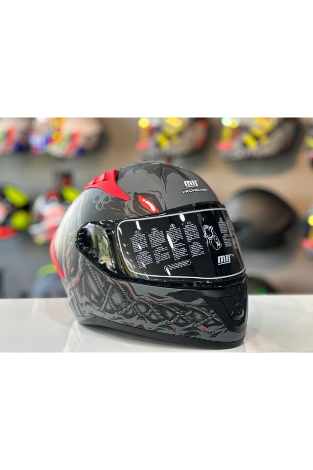 MTS PROHELMETS M-801 SNAKE DREKA FULL FACE GÜNEŞ VİZÖRLÜ KASK RENKLİ CAM