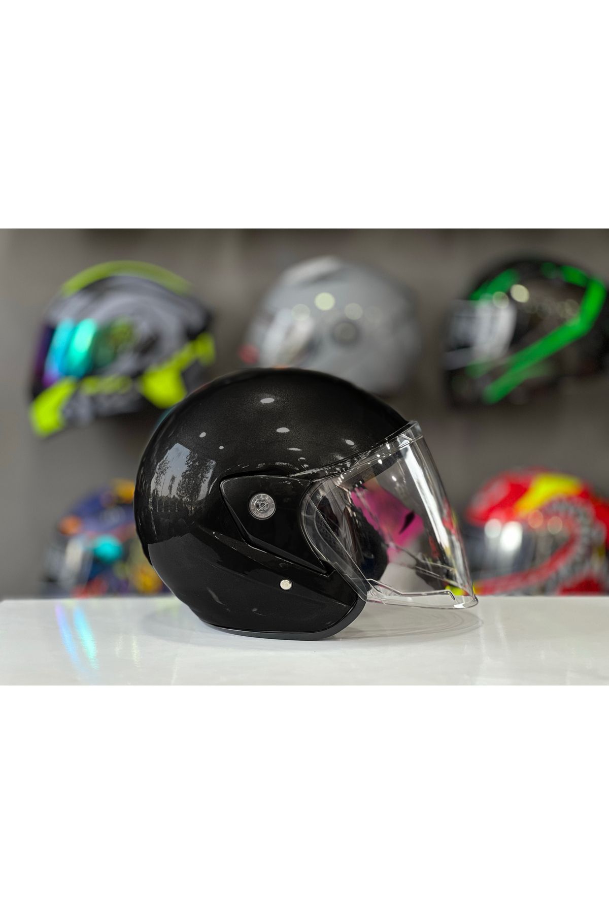 Motosiklet Yarım Kask İthal A Kalite Siyah